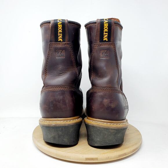 Carolina Elm Boots Mens 9.5 2E WIDE Soft Toe EH Brown Logger Work Shoes CA8821 - Picture 8 of 15